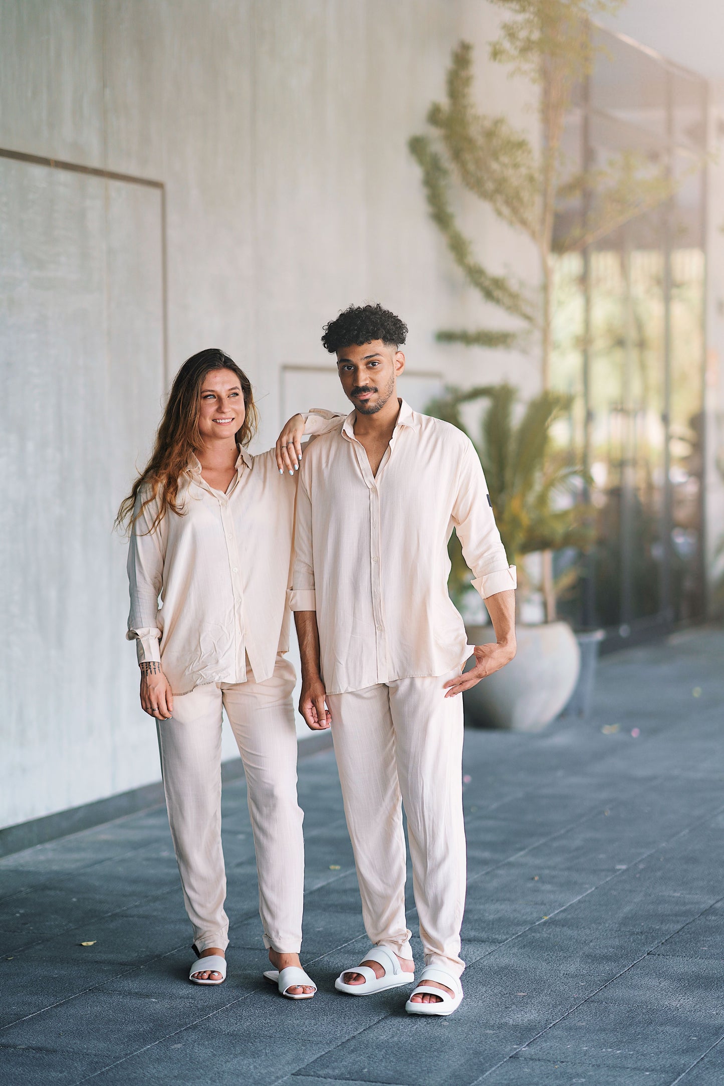 Beige Linen Long Set